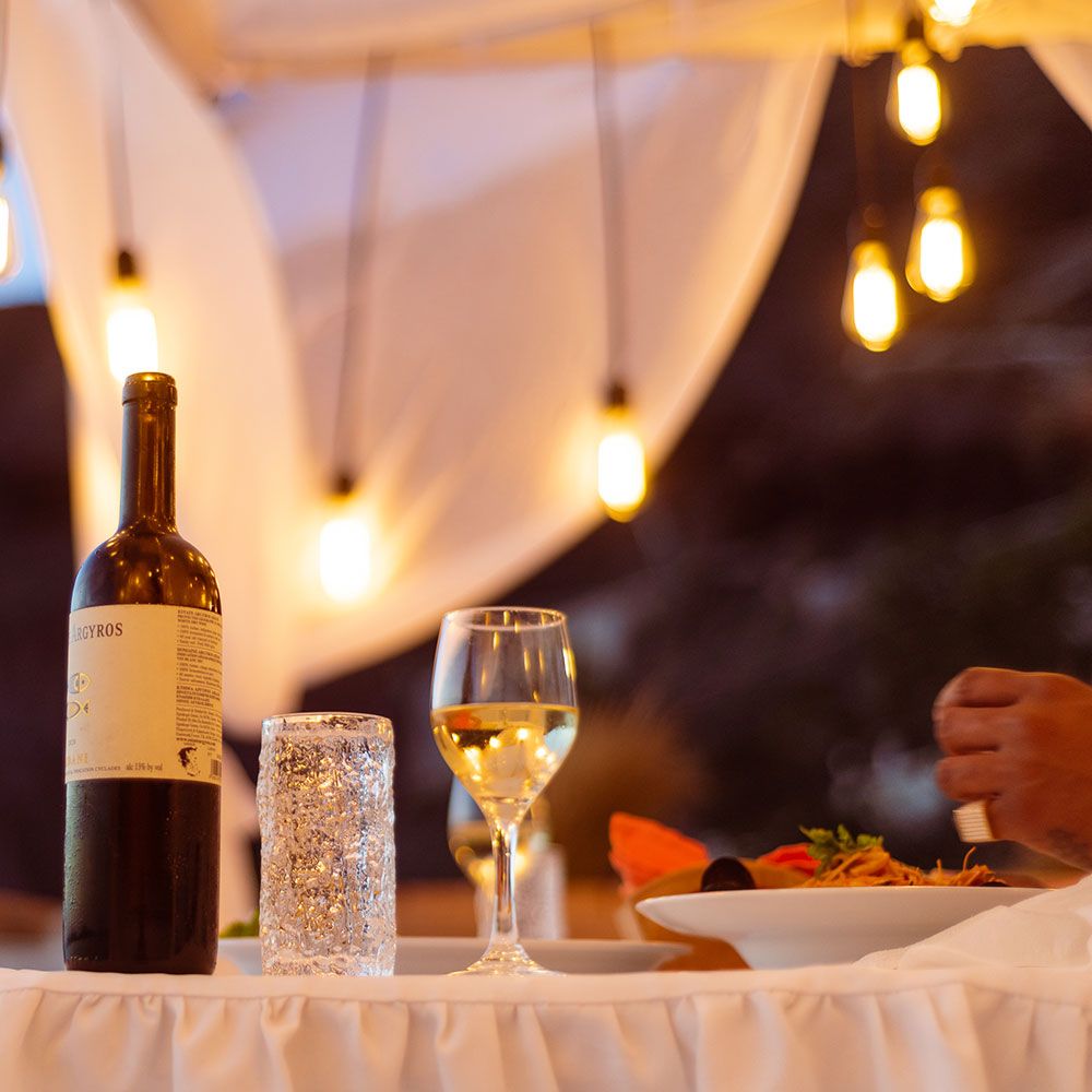 Printed meal menus prepared for an event at AION Santorini