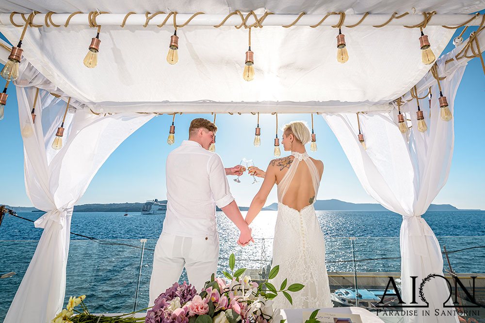 Grace and Brennan's first toast as a married couple at AION
